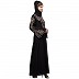 A-line party wear abaya with Resham embroidery work- Black